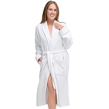 White Classic Waffle Bathrobe for Women, Men, 100% Turkish Cotton, Luxury Terry Interior, Waffle Exterior, One Size Fits Most