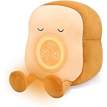 QANYI Kids Night Light Plushies, Funny Food Toast Bread Plush Cute Stuffed Alarm Clocks for Bedrooms, Cool Bedside Lamp Gifts for Women Kids 6 7 8 9 10 11 Year Old Girls