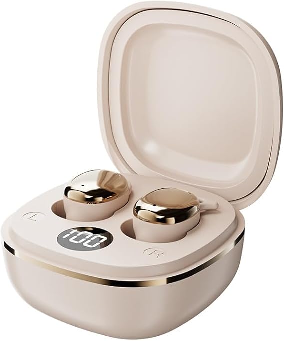 Mini Sleep Earbuds for Side Sleepers, Ultra Lightweight Wireless Bluetooth Earphones, Noise Masking for Deep Sleep, Comfortable Invisible Open Ear Design (Beige)