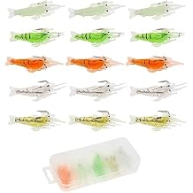 15pcs Soft Plastic Shrimp Lure, Artificial Fishing Bait Fishing Lure Shrimp Prawn Bait Hook, Fishing Lures Soft Prawn for Freshwater Saltwater