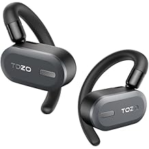 TOZO O2 True Open Ear Wireless Earbuds with Multi-Angle Adjustment, Bluetooth 5.3 Headphones with Bass Sound, Crystal-Clear Calls, 42 Hrs Playtime, Long-Lasting Comfort for Work, Driving, Sport Black