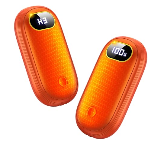 Electric Hand Warmers Rechargeable with Flashlight, LED Display, 17Hrs Warmth, Dual-Side 4 Levels Fast Heating Portable Pocket Heater for Hunting, Camping, Golf, Outdoor, Gifts for WomenMen