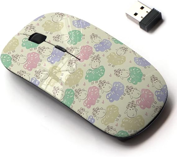 2.4G Wireless Mouse with Cute Pattern Design for All Laptops and Desktops with Nano Receiver - Watercolor