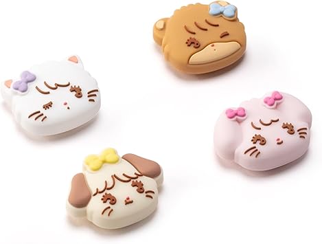 GeekShare 4PCS Switch Thumb Grip Caps,Kawaii Thumbstick Caps,Soft Silicone Joystick Cover Compatible with Switch/OLED/Lite - Mikko Sweet Thoughts