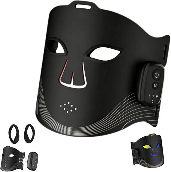 Red Light Therapy Mask for Face 4 Modes Cordless Led Face Mask Light Therapy with 2000mAh Rechargeable Remote LED Face Mask at Home& Travel