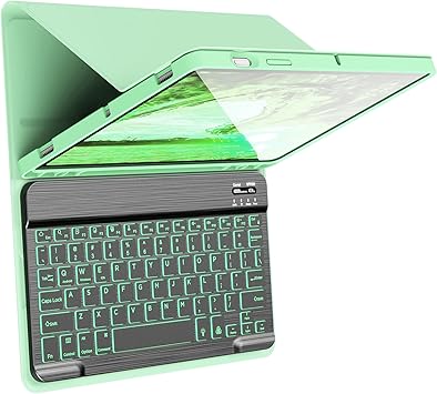typecase iPad Keyboard Folio with Magnetic Closure and Pen Holder, Office Style, Multi-Color Backlight, Office Style, Great Typing Experience, Peridot Green