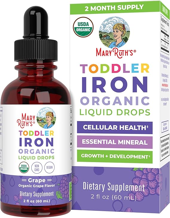 MaryRuth's Iron Supplement for Toddlers | Liquid Iron Supplement for Children Ages 1-3 | Iron Supplement for Iron Deficiency | Ferrochel | Sugar Free | Vegan | Non-GMO | Gluten Free | 2 Fl Oz