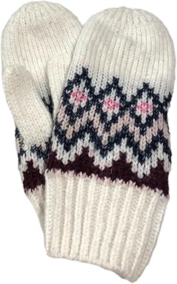 Mixit Womens Soft White Pink & Gray Geometric Print Mittens