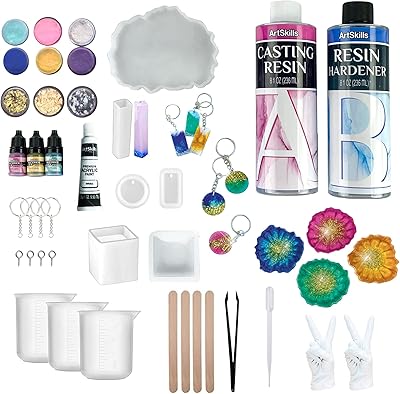 ArtSkills Epoxy Resin Kit for Beginners, Clear Craft Resin Art Kit with Silicone Molds, Alcohol Inks, Glitter, Mica Powder & Accessories, 41 pc