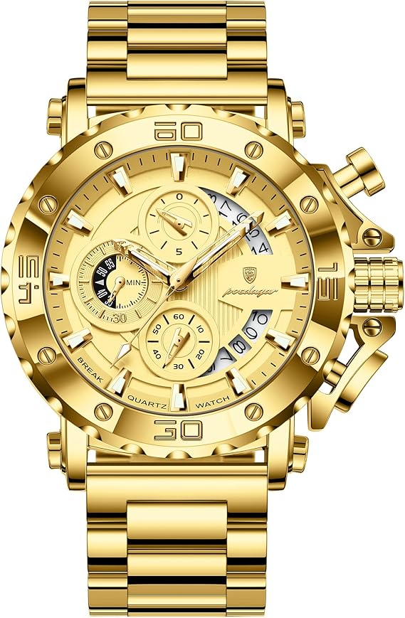 Poedagar Luxury Watches for Men Calendar Luminous Waterproof Business Man Watch Male Chronograph Stainless Steel Quartz Watches